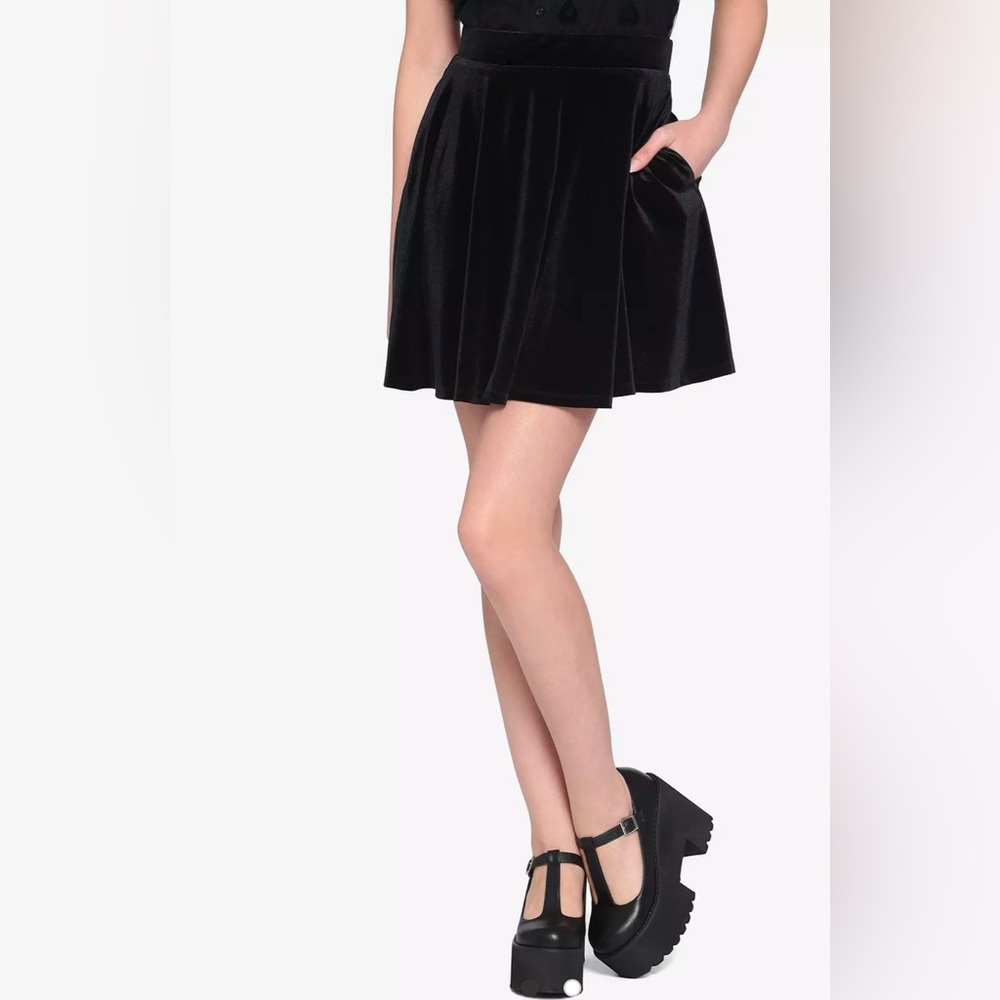 Black Velvet Skater Skirt